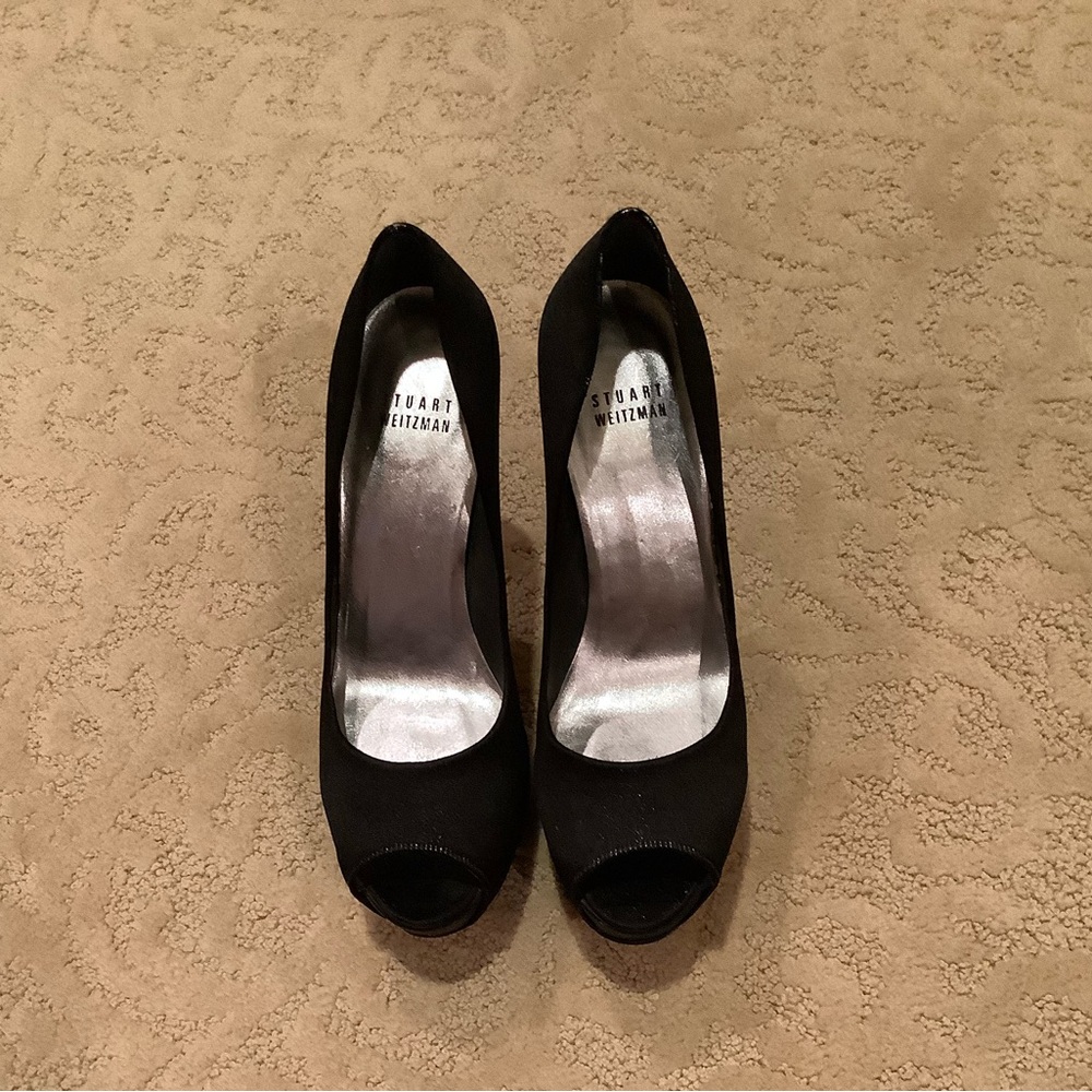 Stuart Weitzman Black SatinHeels Timeless Elegance